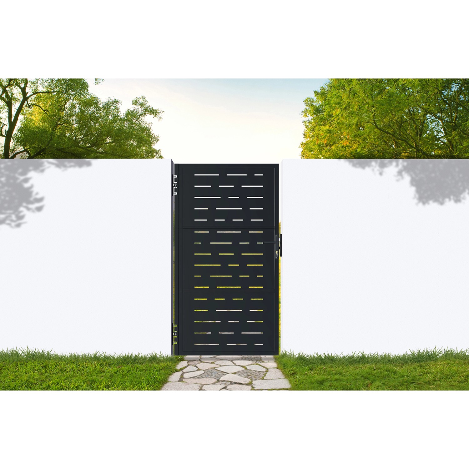 Casanoov Stahltor 1M Nali Arlberg H 180Cm Mattschwarz & 2 Dario Stahlpfoste günstig online kaufen