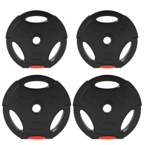 SPORTNOW Hantelscheiben Set, 4 schwarze Kunststoff-Gewichtsscheiben mit Grifföffnungen.