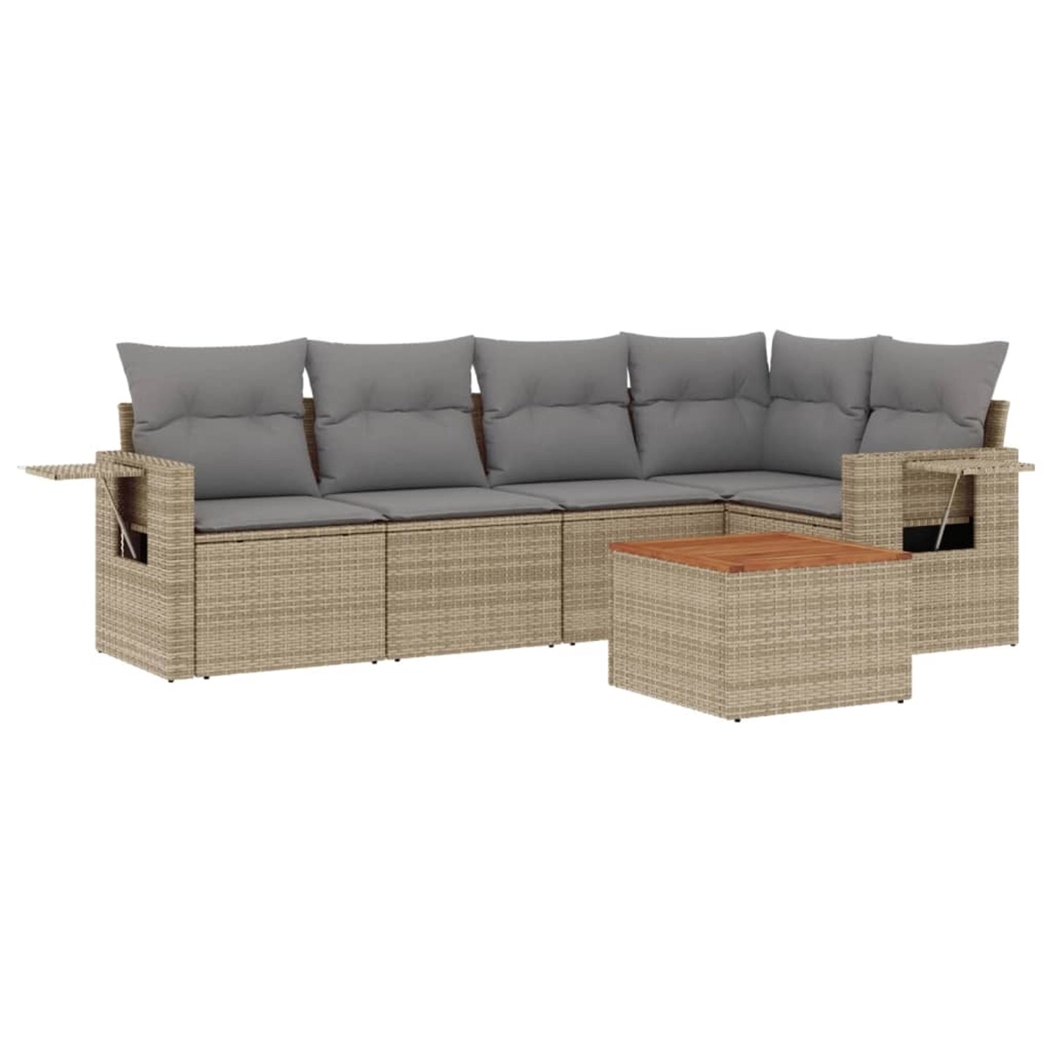 vidaXL 6-Tlg Garten-Sofagarnitur mit Kissen Beige Poly Rattan 3256885 günstig online kaufen