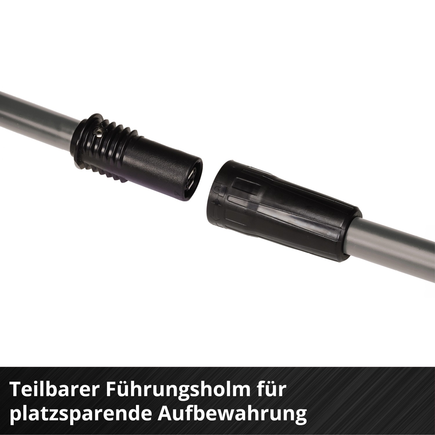 Geteilter Schaft des Einhell Akku-Rasenkantenschneiders GE-LE 18/190 Li-Solo für platzsparende Aufbewahrung.