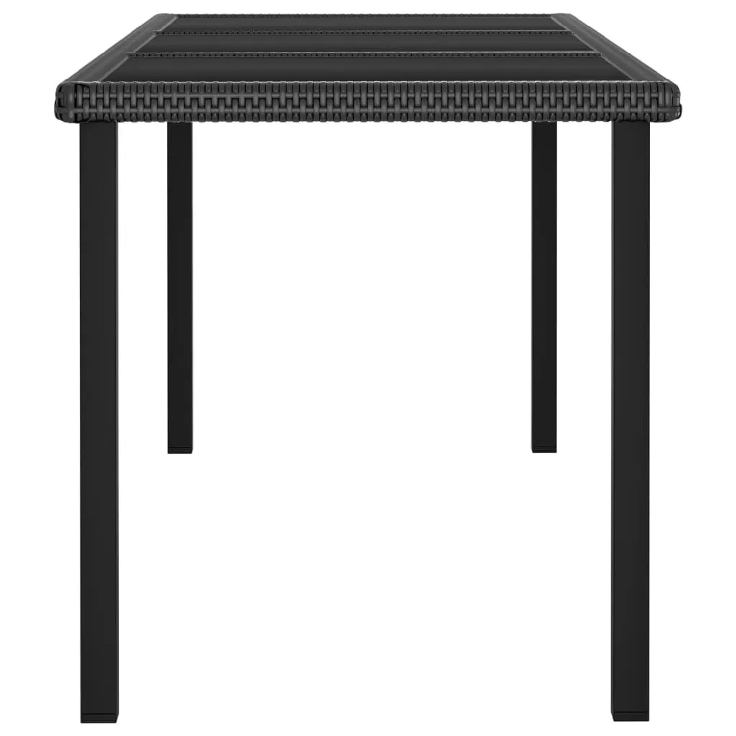 Schwarzer Gartentisch aus Poly Rattan, Teil der 9-tlg. vidaXL Essgruppe Modell 14.