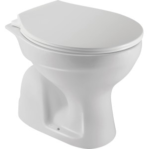 Weißes Stand-WC mit S-Abgang, 53x36x39 cm, aus Keramik für das Badezimmer.