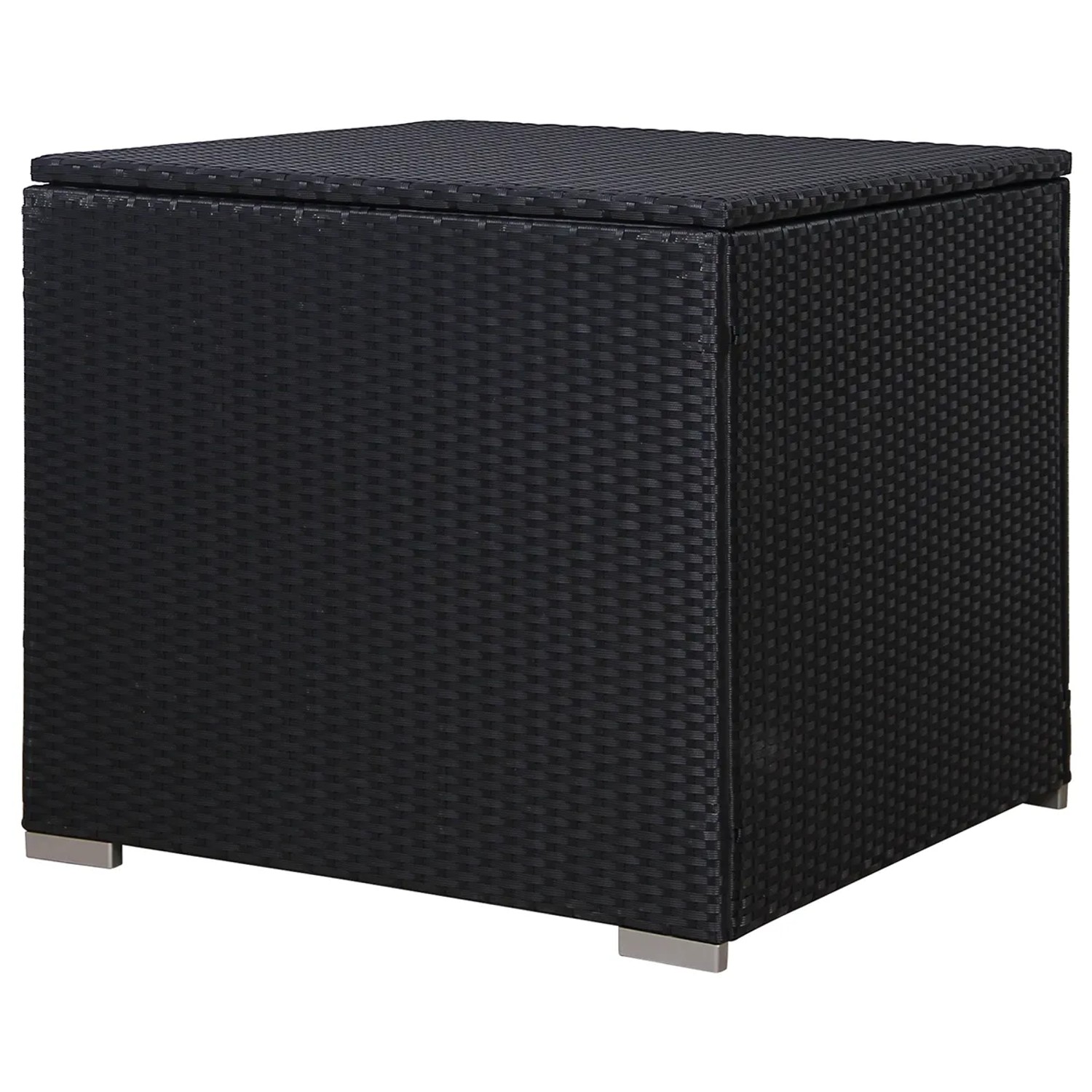 Schwarze SVITA Auflagenbox aus Polyrattan für Gartenmöbel, passend für Lugano/California Lounge.