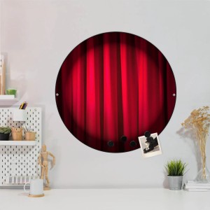 Banjado Magnettafel Rund Größe 47cm Magnetwand Schwarz Aus Metall Magnetpinnwand Pinnwand Motiv Roter Vorhang