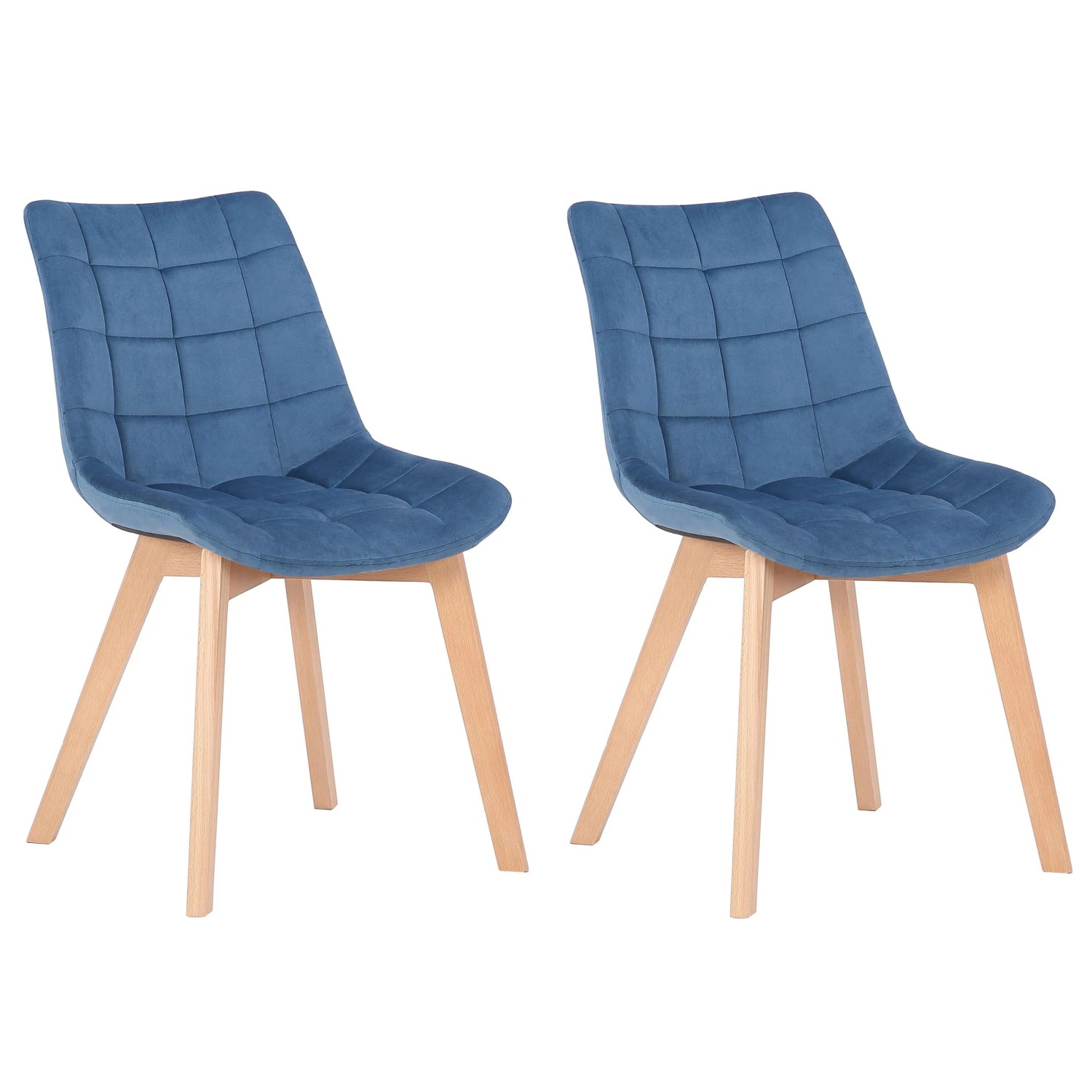 CLP 2er Esszimmerstühle Passaic Samt Blau