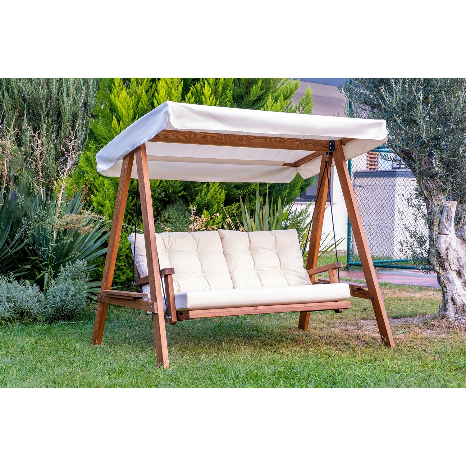 Westmann HolzHollywoodschaukel Pera 2000 Beige 203 cm x 116 cm x 180