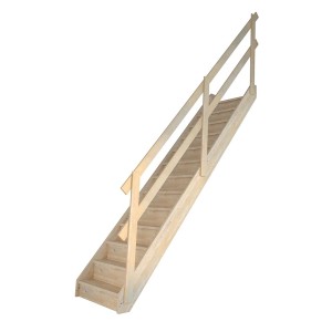 StarWood Treppe Korfu Fichte, gerade, mit Holzgeländer und Setzstufen.