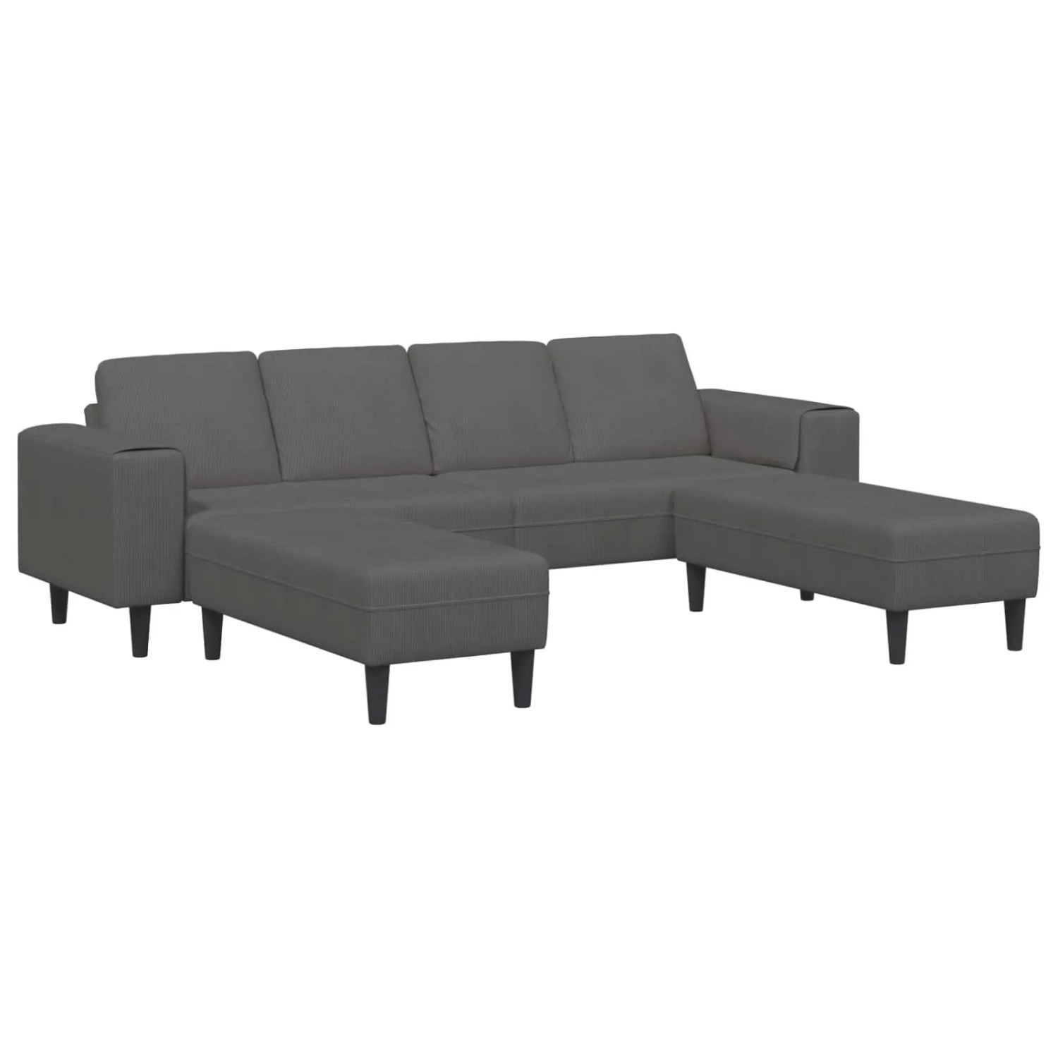 vidaXL Sofa mit Kissen Dunkelgrau 250 x 188 x 76 cm Cordstoff 3335132