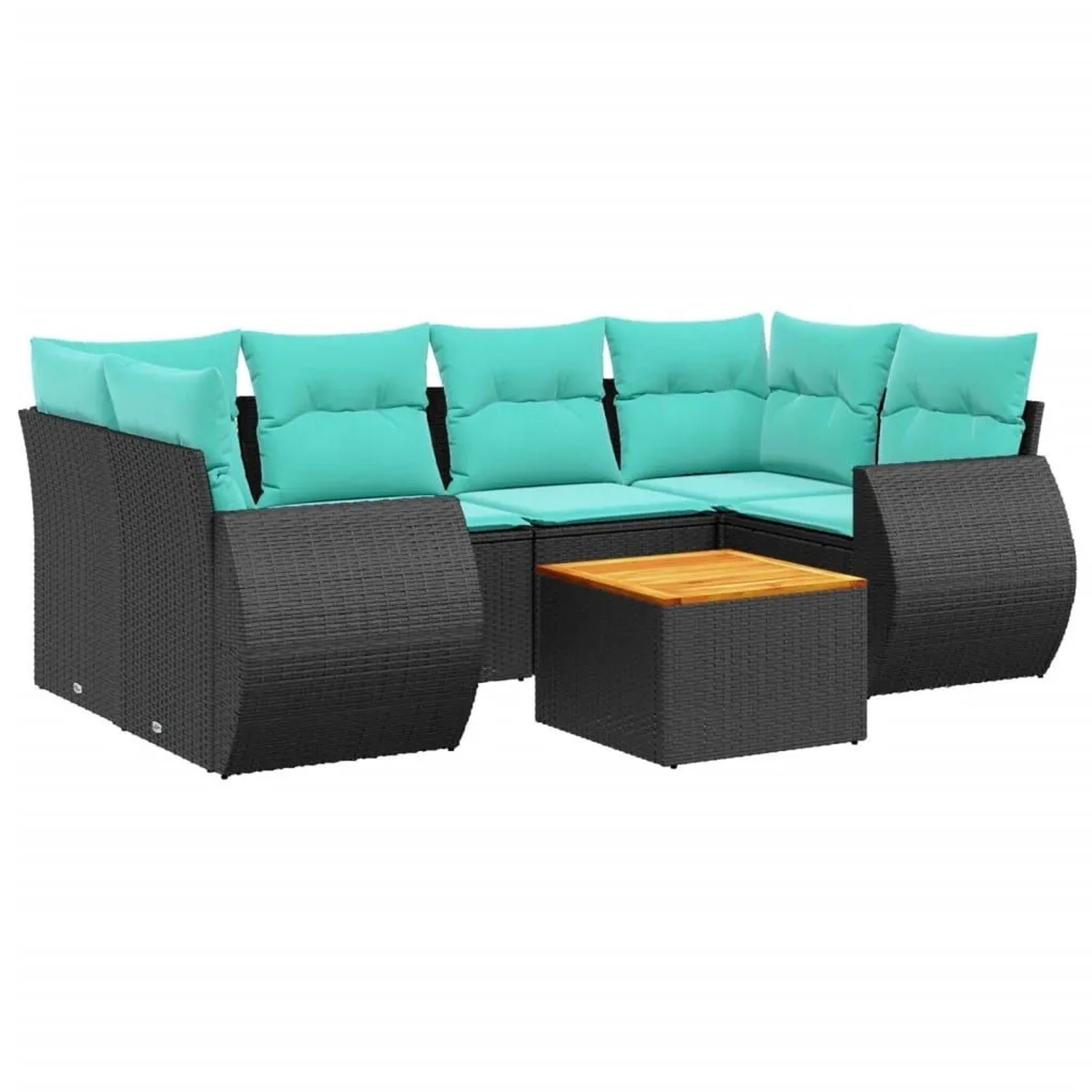 vidaXL 7-Tlg Gartensofa-Set mit Kissen Schwarz Polyrattan 3224902 günstig online kaufen