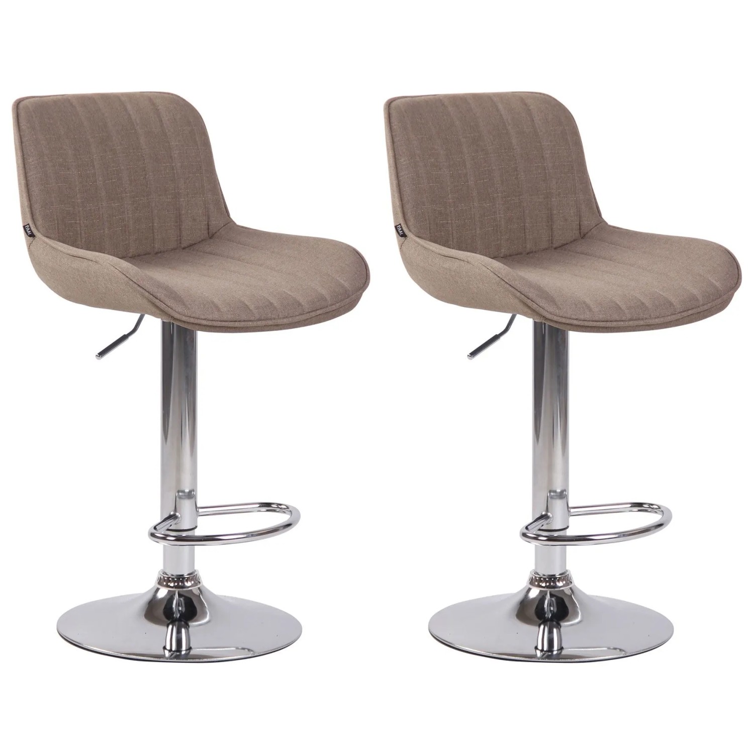 CLP 2er Set Barhocker Lentini Stoff Taupe/Chrom