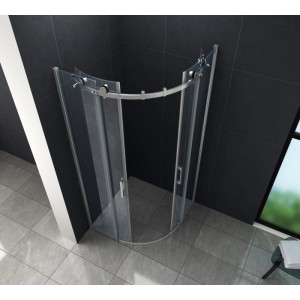 Moderne Viertelkreis Duschkabine BARARO 80x80 cm mit 8 mm ESG Glas und Schiebetür für Eckeinstieg.