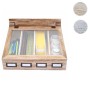 MCW Aufbewahrungsbox C25 naturbraun mit 4 Fächern, Sichtfenster und Etikettenhalter.