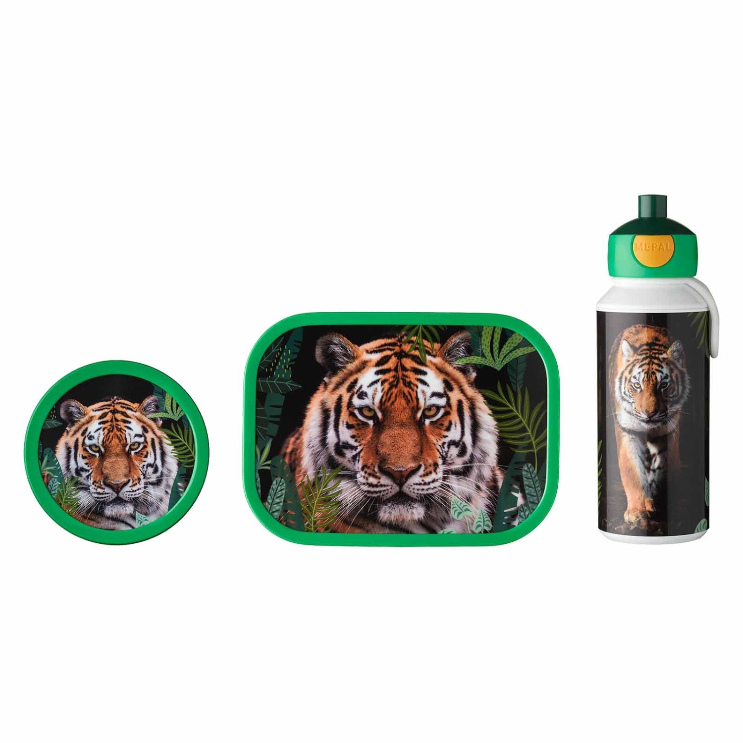 Mepal Campus Lunchset 3-teilig aus Brotdose Trinkflasche und Obstbox Wild Tiger