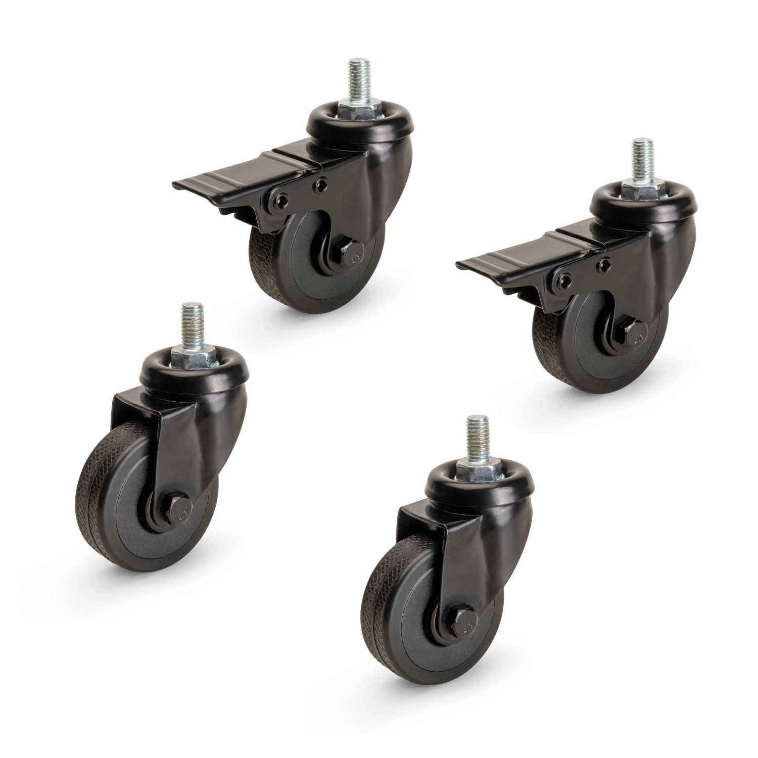 Emuca Set von 4 Rollen Black mit Verbindungsbolzen Durchmesser 50 mm Kunststoff und Stahl Schwarz