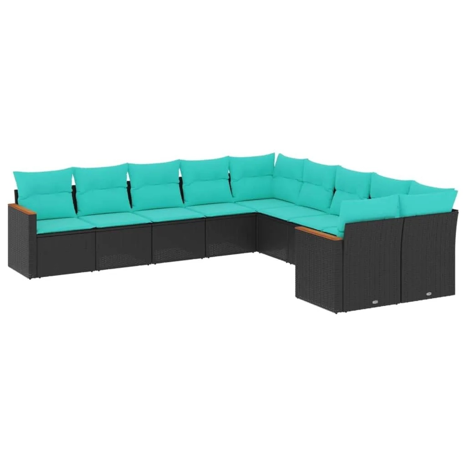 vidaXL 10-Tlg Gartensofa-Set mit Kissen Schwarz Polyrattan 3226351 günstig online kaufen