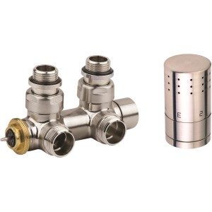 Ximax Mittenanschlussgarnitur SX Durchgang, 16mm Edelstahl mit Thermostatkopf.