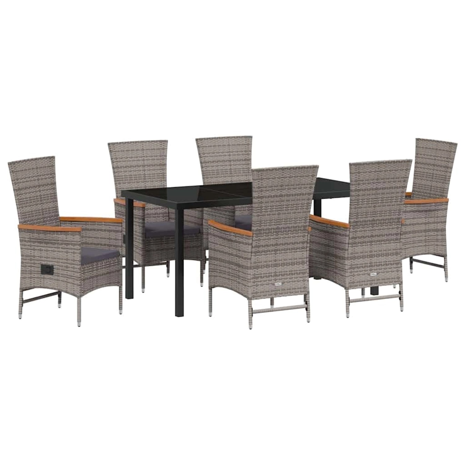 vidaXL Garten Essgruppe mit Kissen 7-Tlg Grau Poly Rattan 3379440 günstig online kaufen