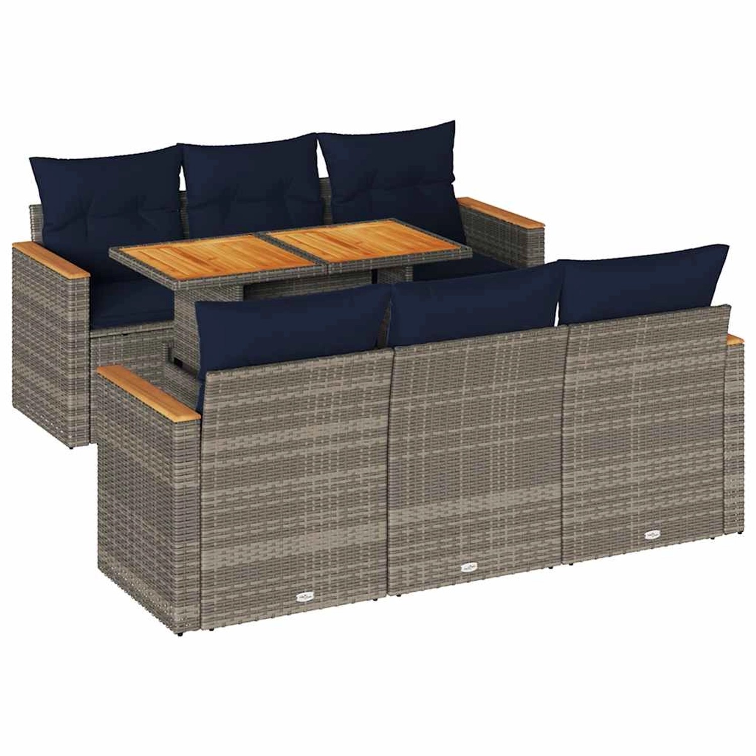vidaXL 7-Tlg Garten-Sofagarnitur mit Kissen Grau Poly Rattan 3327449 günstig online kaufen