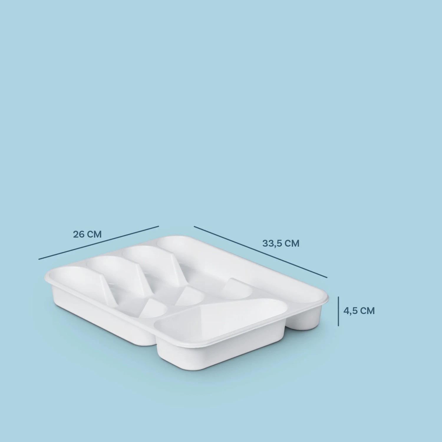 Weißer ProHome Besteckkasten (33,5x26x4,5 cm) aus Kunststoff mit Fächern zur Besteckaufbewahrung.