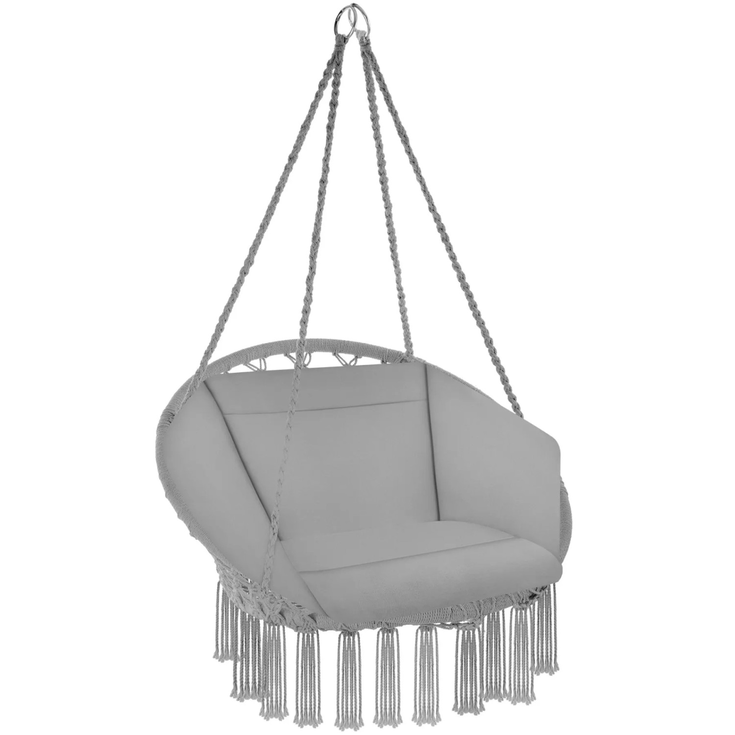 Tectake Hängesessel Grazia Mit Sitz  und Rückenpolster Stabil und Strapazierfähig  72 x 80 x 125 cm Grau