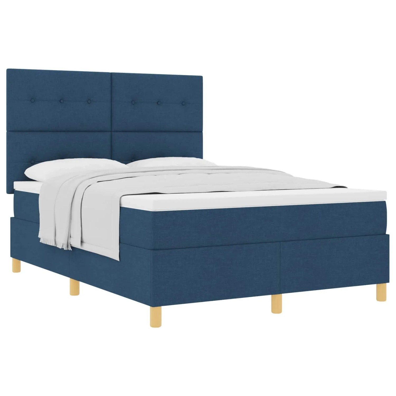 vidaXL Boxspringbett mit Matratze mit Kopfteil Blau 140 x 200 cm Stoff 3339629