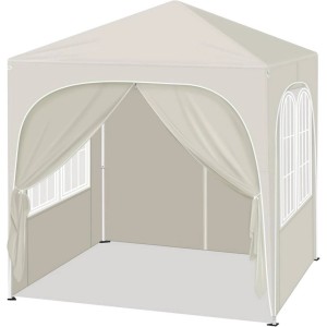WOLTU Pavillon Faltpavillon 2x2 m Mit 4 Seitenwänden Höhenverstellbar Beige