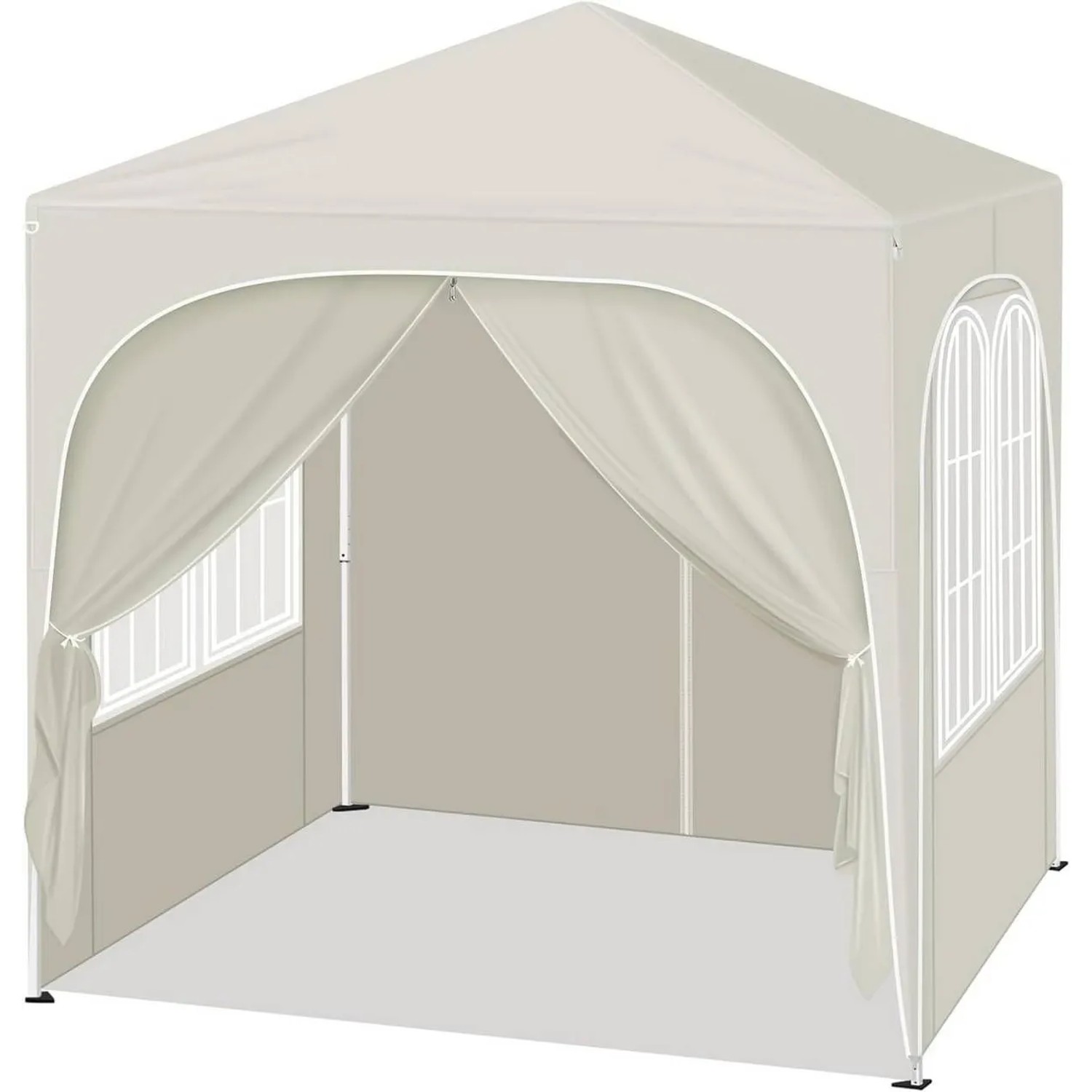 WOLTU Pavillon Faltpavillon 2x2 m Mit 4 Seitenwänden Höhenverstellbar Beige