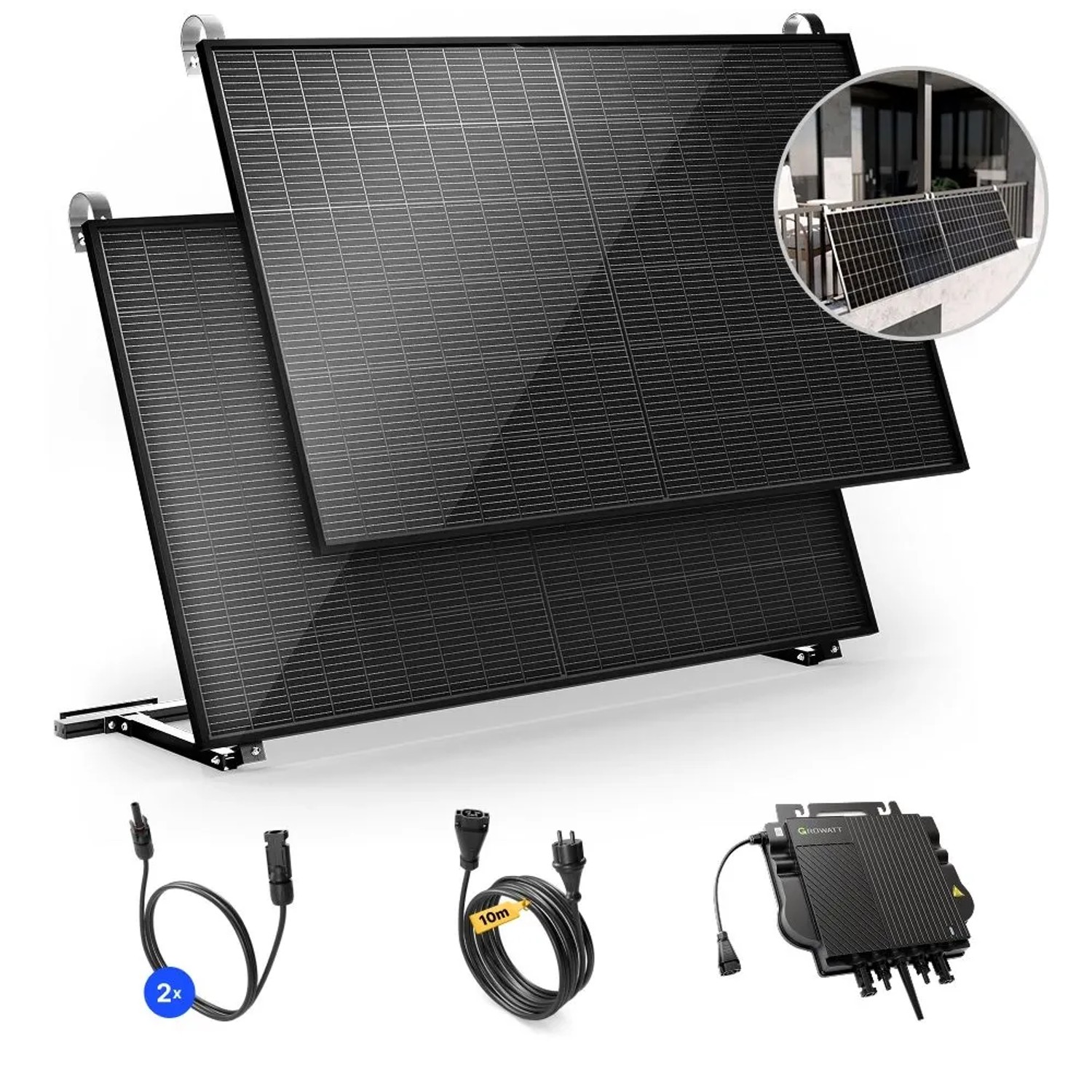 Solakon Balkonkraftwerk 1000W Solaranlage mit Balkonhalterung Steckerfertig günstig online kaufen