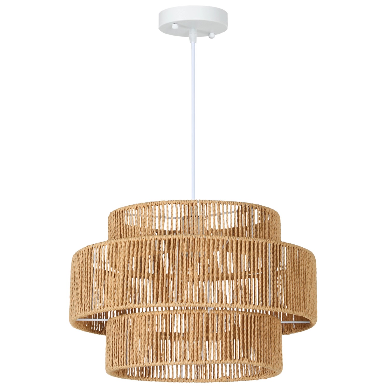 HOMCOM Pendelleuchte Hängelampe mit E27 Fassung Boho-Stil Hellbraun günstig online kaufen