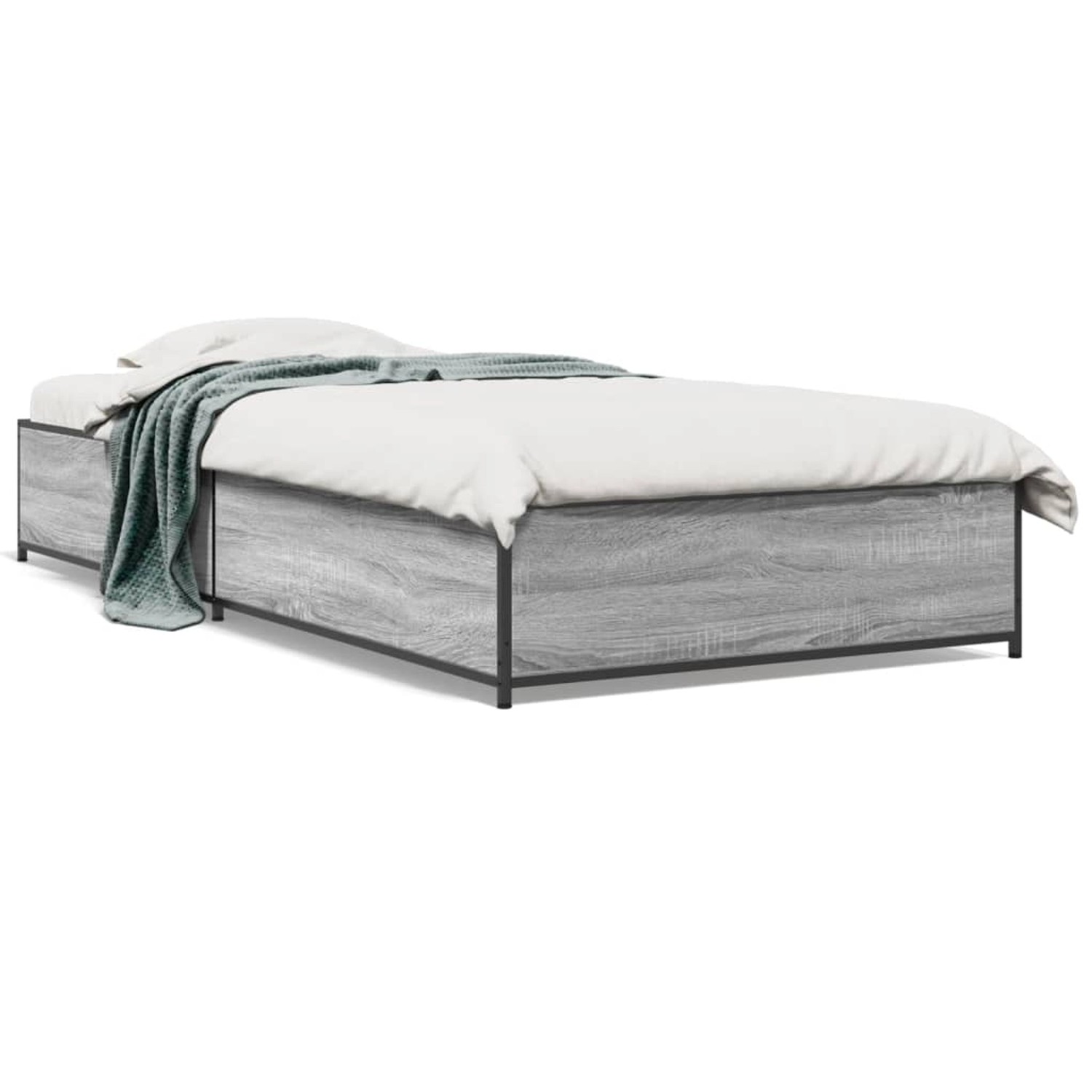 vidaXL Bettgestell Grau Sonoma 75x190 cm Holzwerkstoff und Metall 845124 günstig online kaufen