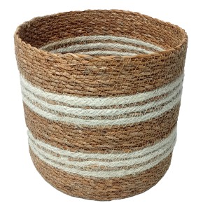 Naturfarbener Boltze Korb Giada, 18x20x18 cm, aus Seegras und Jute, ideal zur Aufbewahrung.