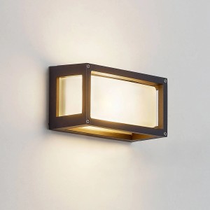 Moderne, schwarze Lucande Aurelien Außenwandleuchte aus Aluminium, 1-flammig, E27, spritzwassergeschützt.