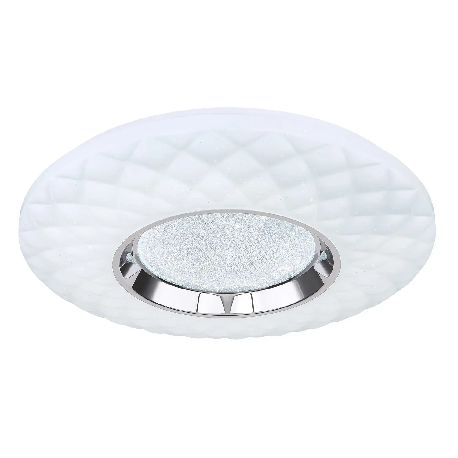 Weiße Globo LED-Deckenleuchte Magnifique, Ø 49 cm, mit Sparkle Dekor und Glaskristallen.