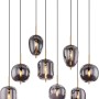 Globo Pendelleuchte Blacky I, 8-flammig, messingfarben mit rauchfarbenen Glasschirmen.