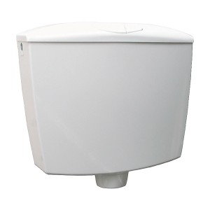 Weißer Sanitop-Wingenroth Aufputzspülkasten Karat mit 2-Mengentechnik.