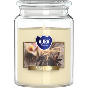 Duftkerze Vanille im Glas mit Deckel, Ø 14cm. Dekorative Kerze für ein gemütliches Ambiente.