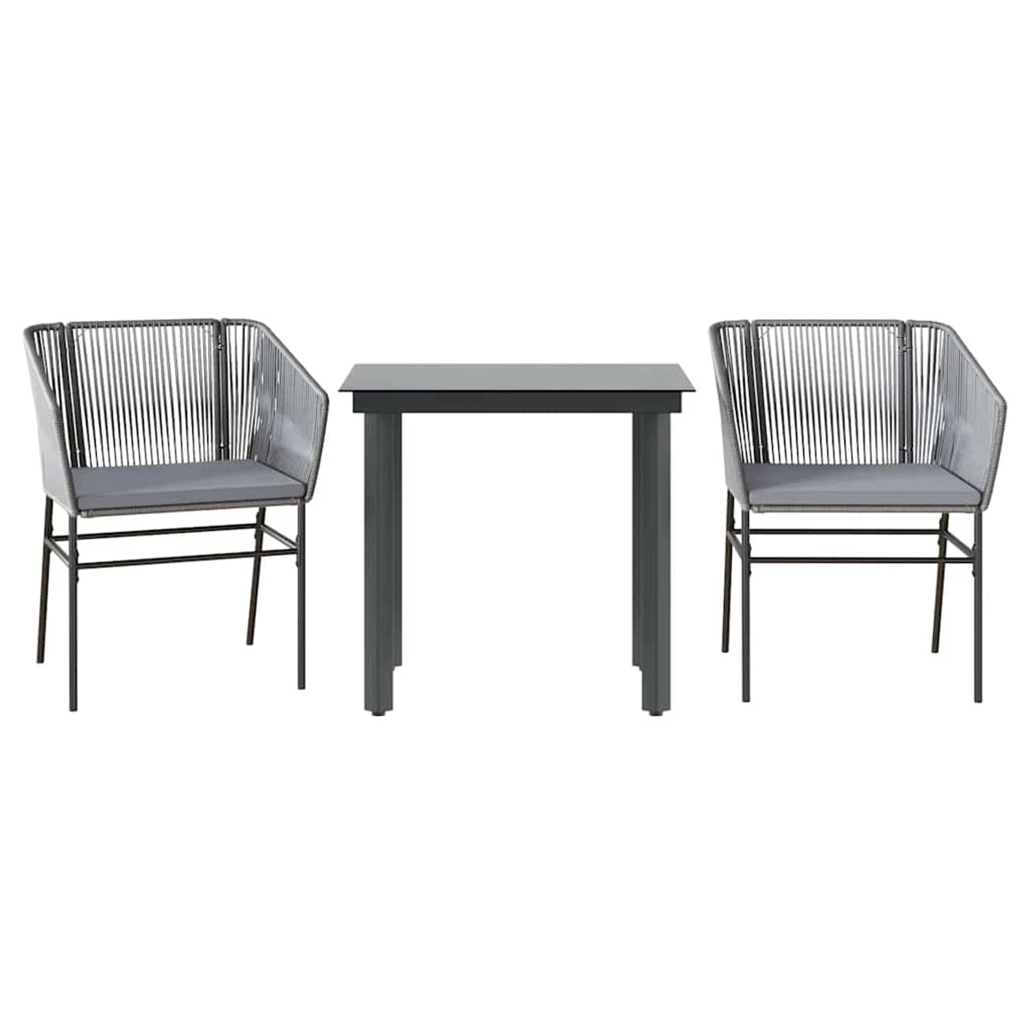 vidaXL 3-Tlg Garten-Essgruppe mit Kissen Grau Poly Rattan Glas 3334625 günstig online kaufen