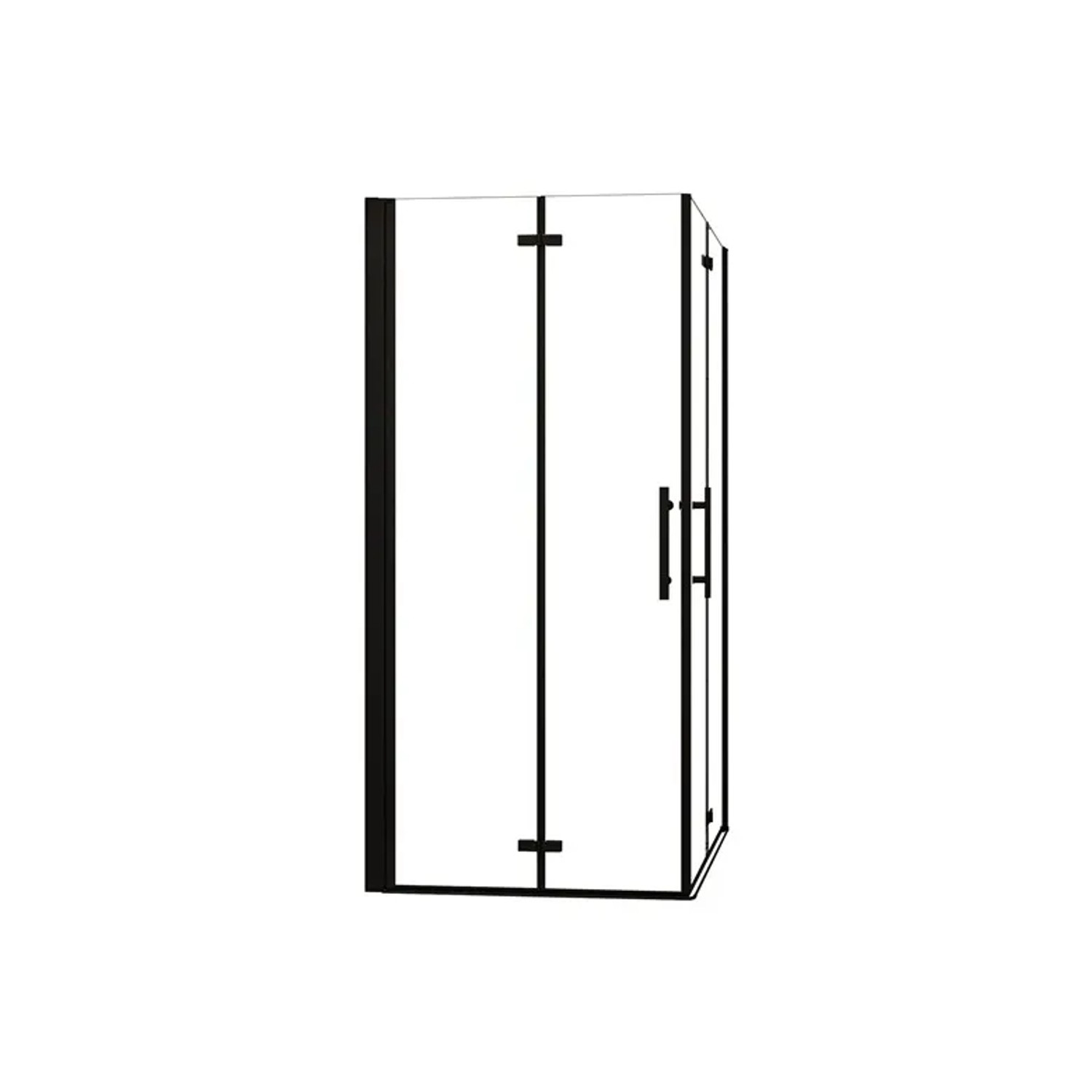 Duschparadies Duschkabine 100x90cm Duschabtrennung Duschtür Höhe 195cm Falttür 6mm Nano Glas Dusche Eckeinstieg Milchglasstreifen Schwarzrahmen