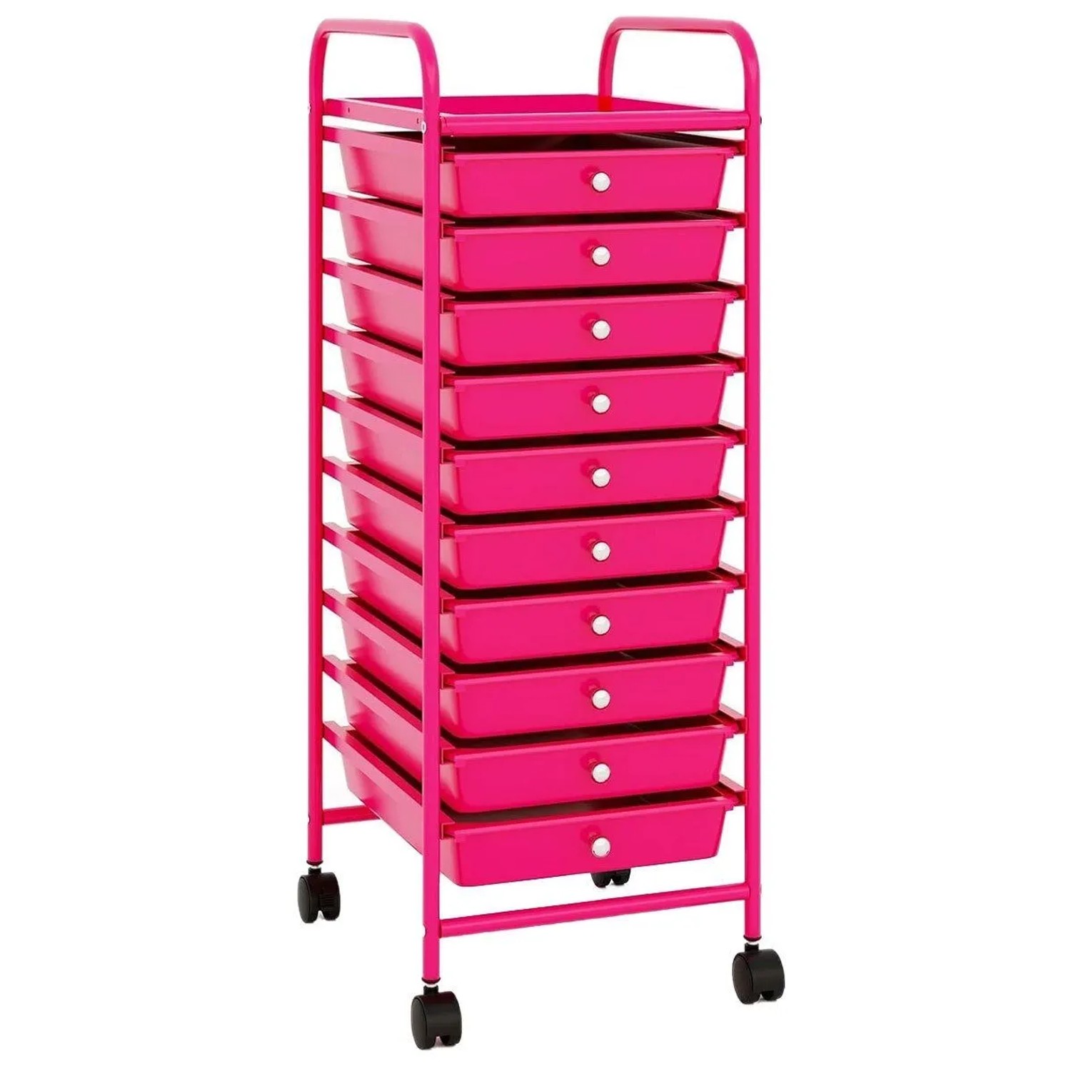 Costway Rollwagen mit Schubladen Rollcontainer Badrollwagen Hot Pink günstig online kaufen