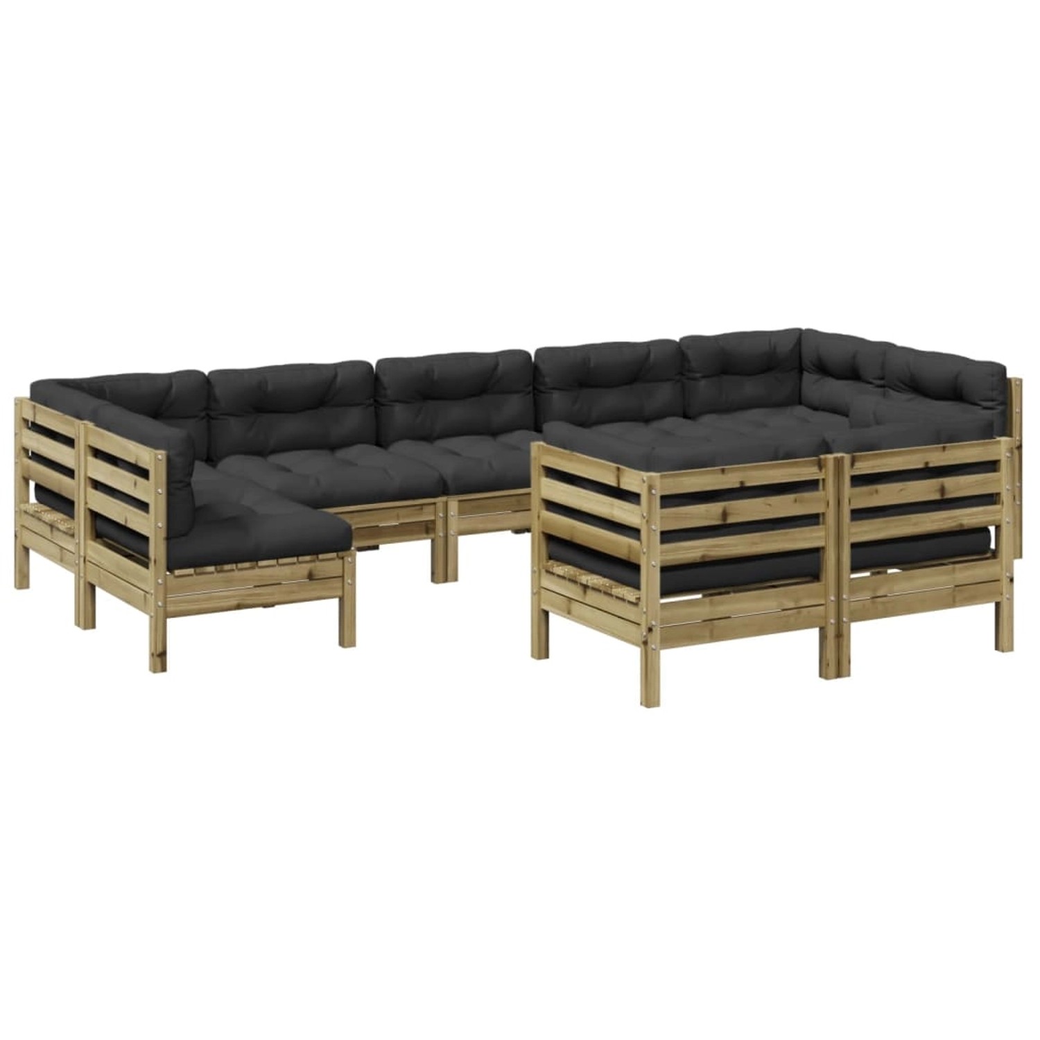 vidaXL 9-Tlg Garten-Sofagarnitur mit Kissen Kiefernholz Imprägniert 3299635 günstig online kaufen