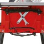 Detailansicht der Einhell TC-TS 2225 U Tischkreissäge mit Zubehör und Kabelaufwicklung.