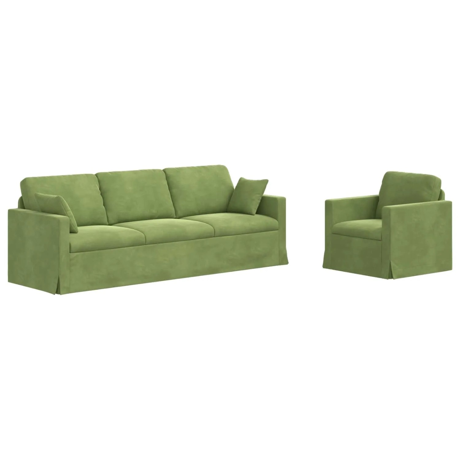 vidaXL Sofa Set 2 Stk Hellgrün 228 x 78 x 80 cm Samt 3407628