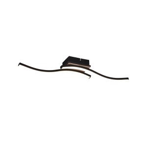 Moderne, 2-flammige LED-Deckenleuchte Route in Schwarz Matt, 56 cm breit.