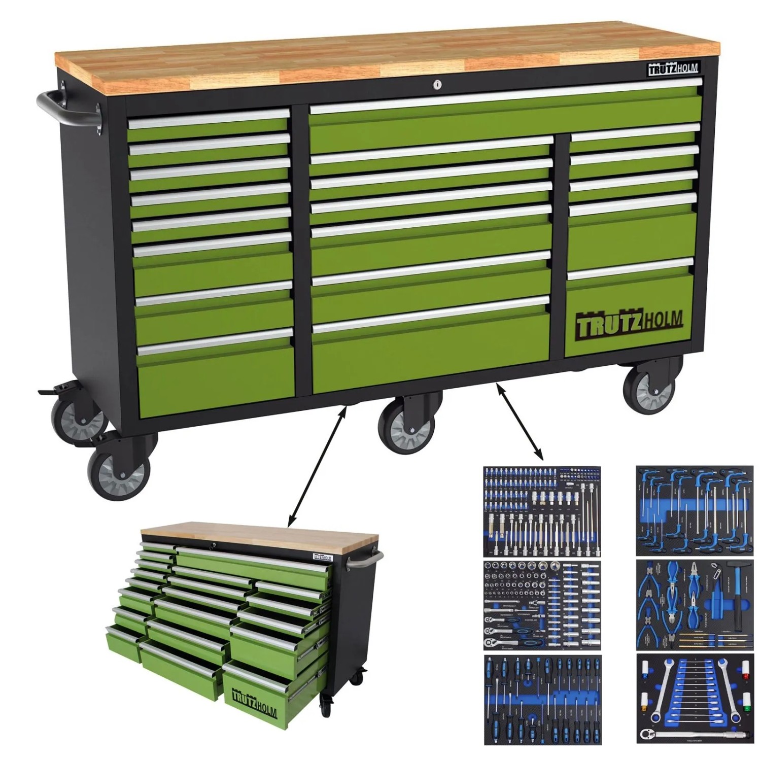TRUTZHOLM Werkstattwagen Deluxe XXL 254 Teile 161x92,5 cm 20 Schubladen