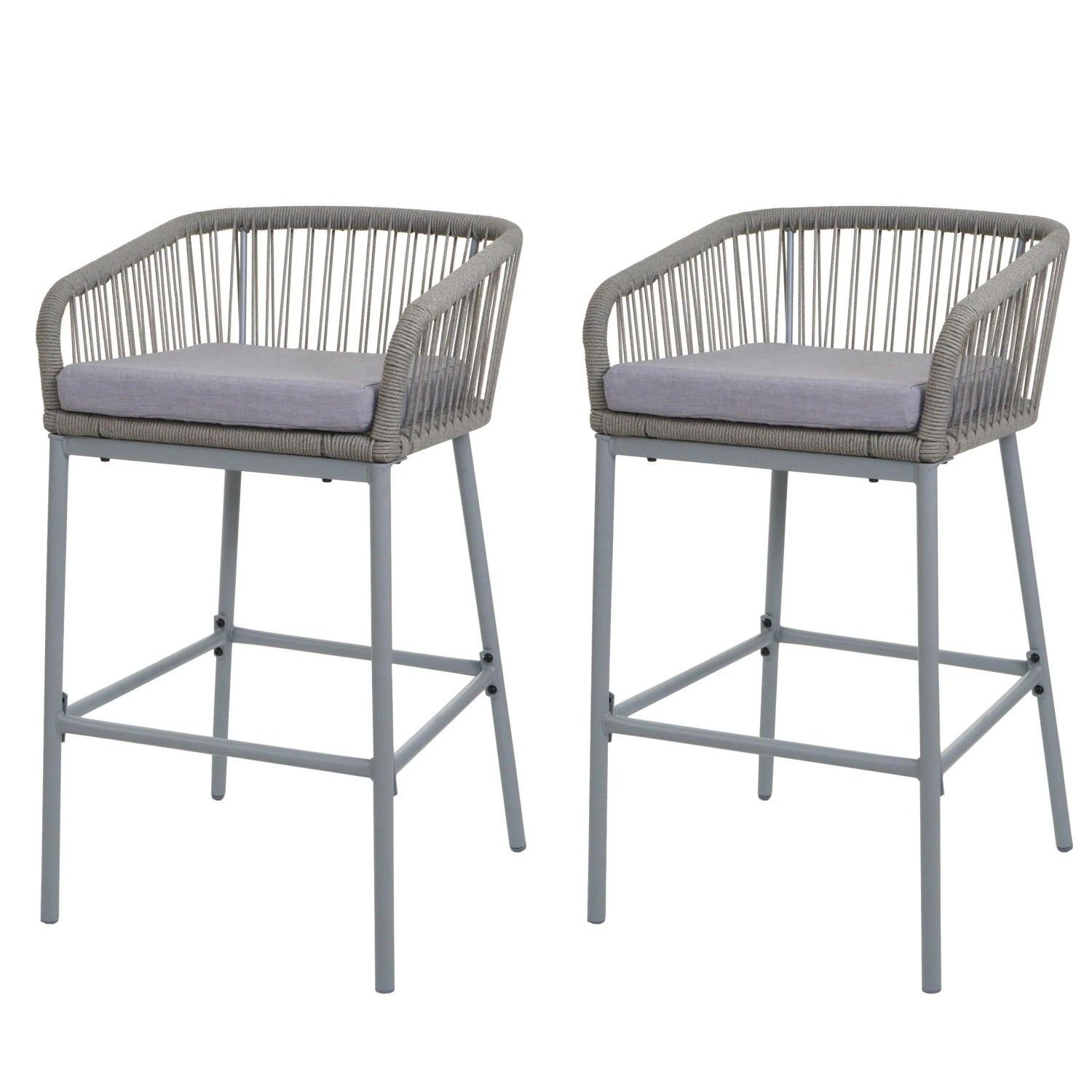 Proregal 2er-Set Rope-Barhocker HxBxT 92x51x53 cm Sitzhöhe 76cm Outdoor Sit günstig online kaufen