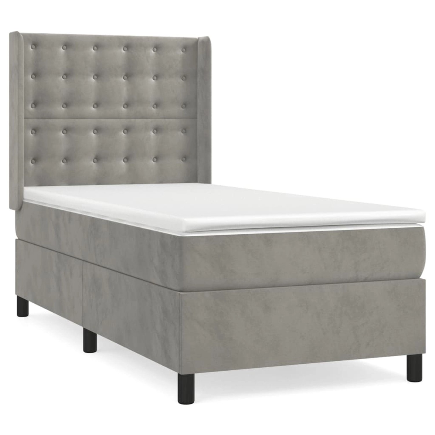 vidaXL Boxspringbett mit Matratze Hellgrau 90x190 cm Samt 3132891 günstig online kaufen