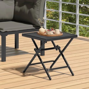 Klappbarer, anthrazitfarbener vidaXL Gartentisch aus Stahlgitter, 38x38x38 cm.
