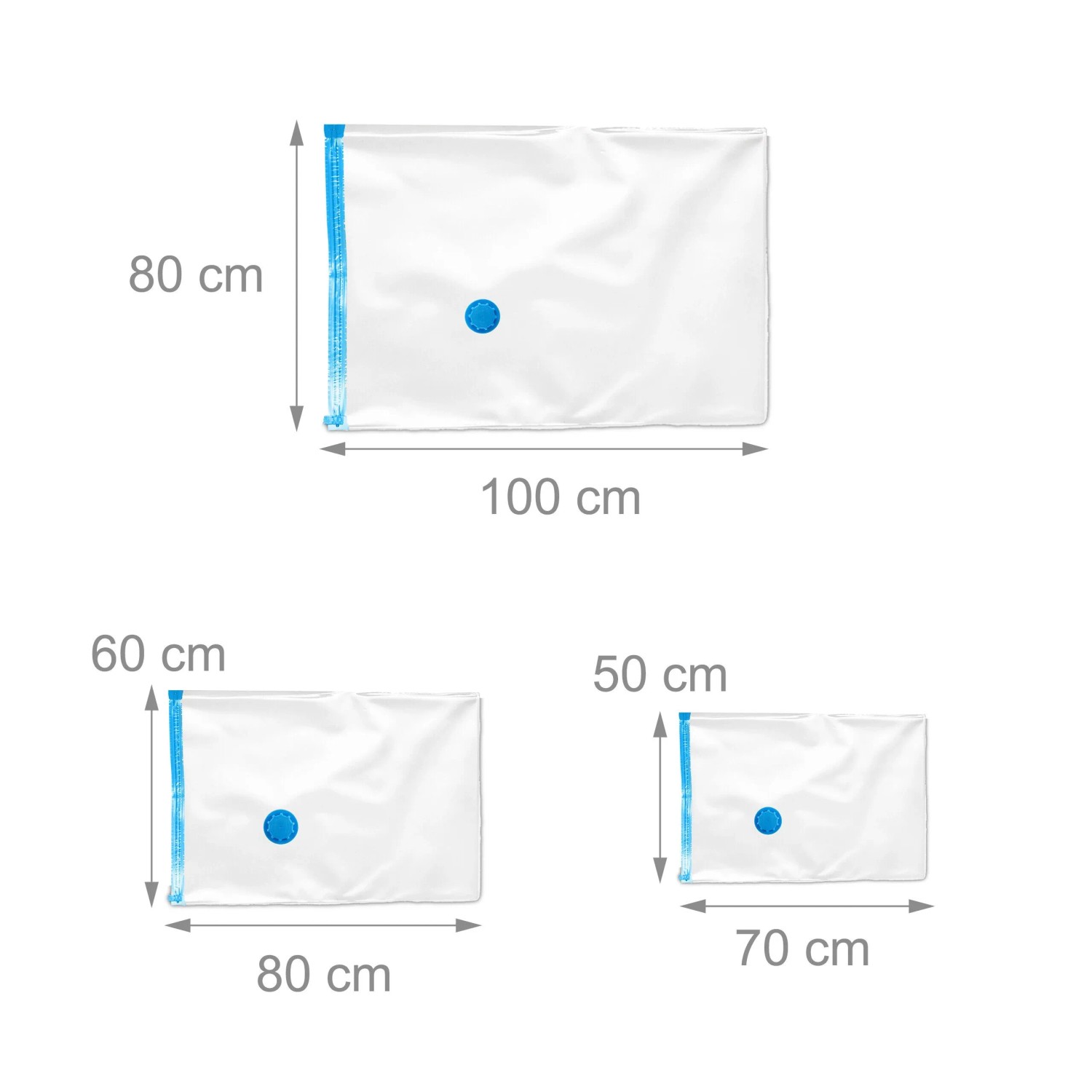 Relaxdays Vakuumbeutel Kunststoff Transparent Blau 8er Set Platzsparend Ventil 70 cm x 50 cm 80 cm x 60 cm 100 cm x 80 cm_4