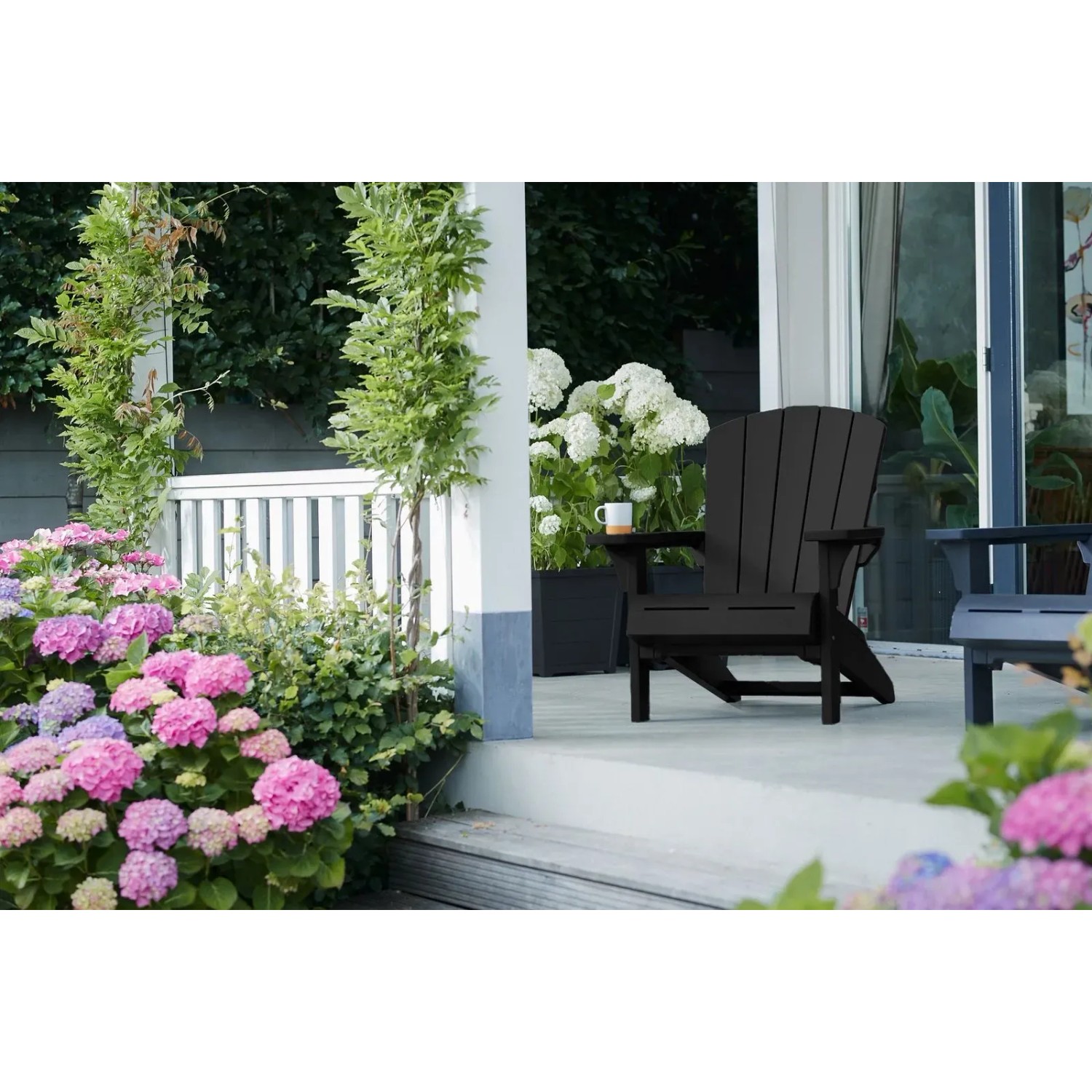 Adirondack Klappstuhl Aus Kunststoff – Wetterfest, Faltbar, Schwarz, Für Terrasse, Garten & Camping