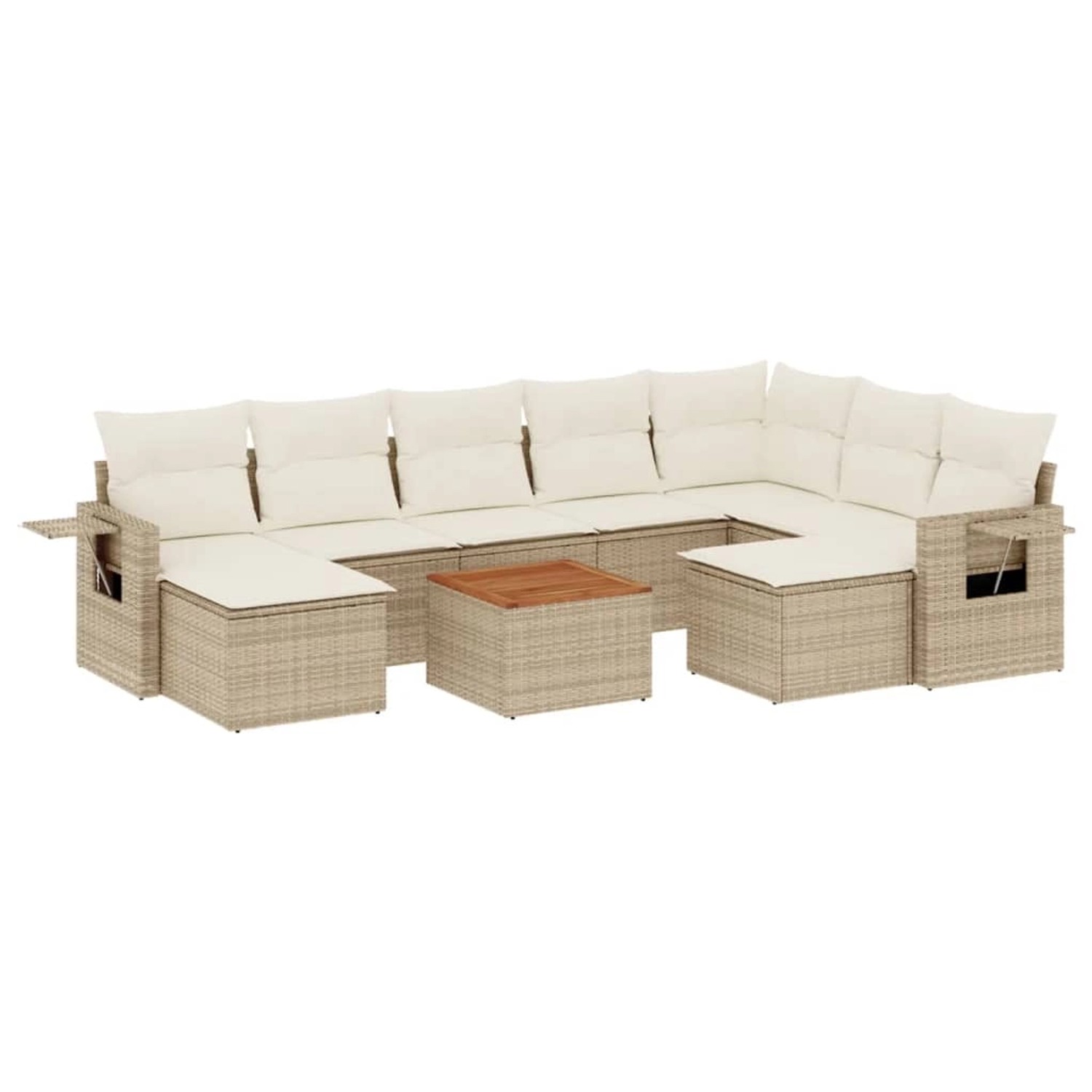 vidaXL 10-Tlg Garten-Sofagarnitur mit Kissen Beige Poly Rattan 3257178 günstig online kaufen